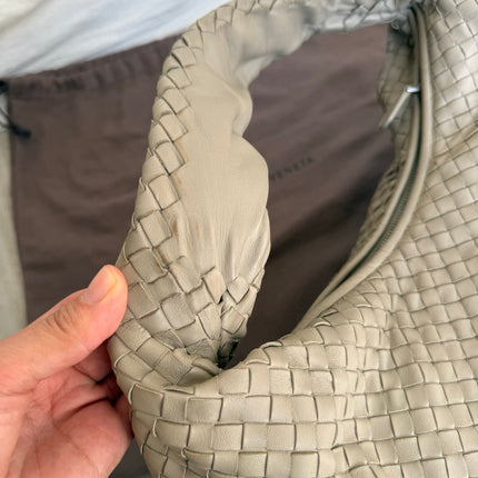 Bottega Veneta Veneta Hobo Grey Intreciatto Leather Bag Medium