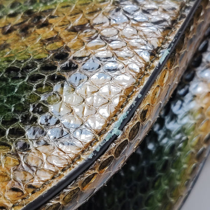 Dior Saddle Medium Green and Brown Snake-Skin Leather Bag