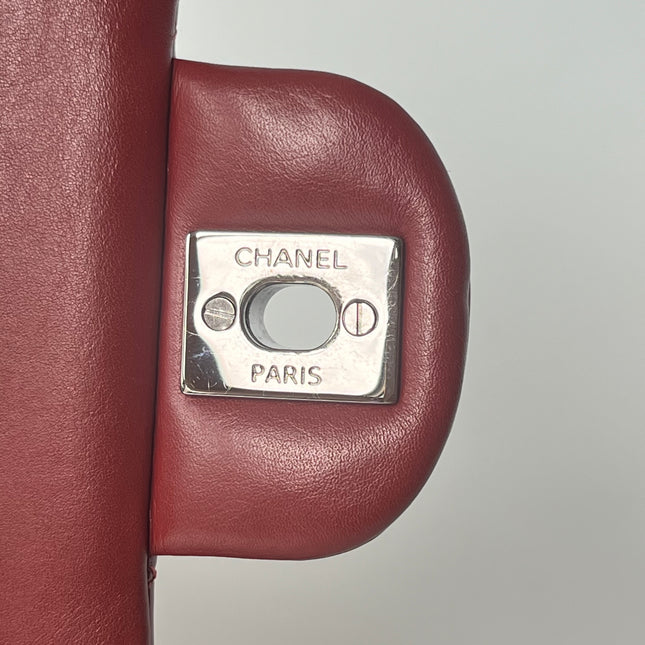 Chanel Classic Flap Medium Cherry Red Patent Leather Silver Hardware