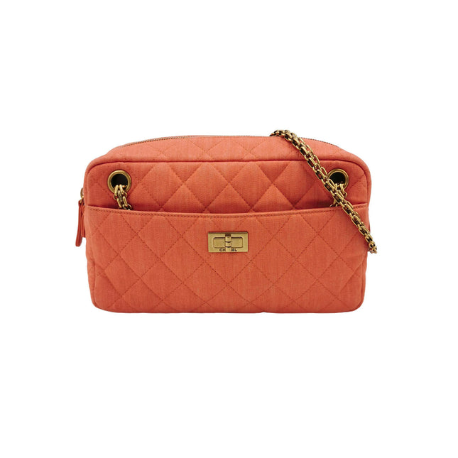Chanel 2016 Canvas Quilted Small 2.55 Mademoiselle Camera Case Bag Orange-Luxbags