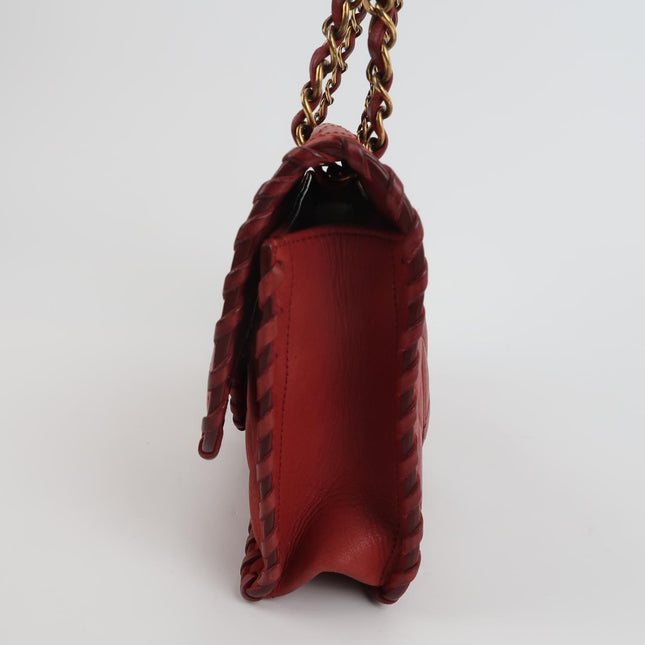 Chanel Classic Flap Medium Happy Stitch Red Aged Calfskin Leather Gold Hardware, 2015-2016