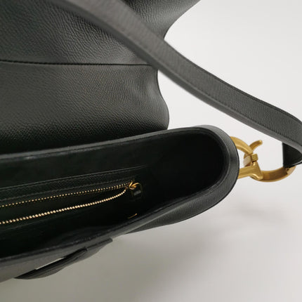 Dior Saddle 2020 Medium Grained Calfskin Leather Bag Black
