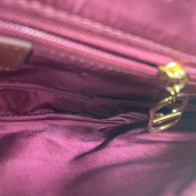 Dior Vintage Double Saddle Burgundy Oblique Monogram Canvas Gold Hardware