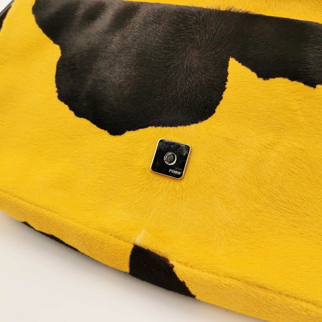 Sold Fendi Baguette Pony hair in cow print yellow