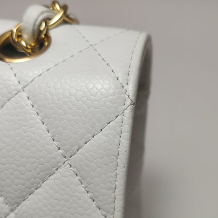 Chanel Classic Flap Medium 2010 White Caviar Leather Gold Hardware