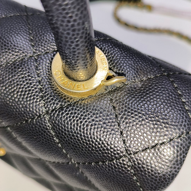 Chanel Coco Handle Small Black Caviar Leather Gold Hardware 2017