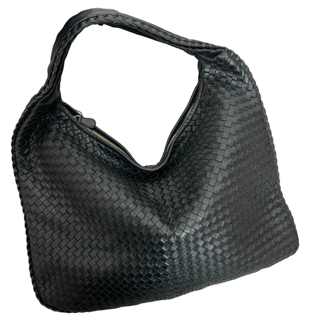Bottega Veneta Veneta Hobo Maxi Black Leather 52cm-Luxbags
