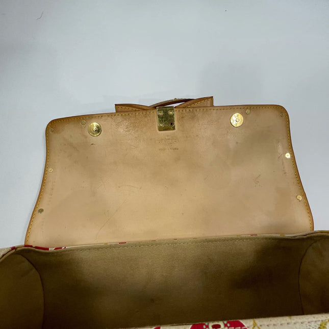 Louis Vuitton x Takashi Murakami Papillon 28 Cherry Blossom White Monogram Handbag