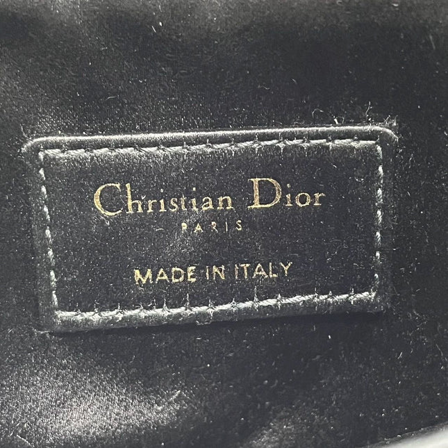 Dior Saddle Mini Silk Handbag Black with crystals