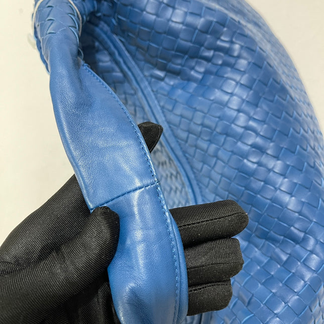 Sold Bottega Veneta Veneta Hobo Medium Blue Intrecciato Leather Bag 47cm