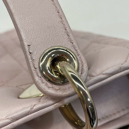 Lady Dior Medium Handbag Pearlescent Pink Cannage Leather Gold Hardware