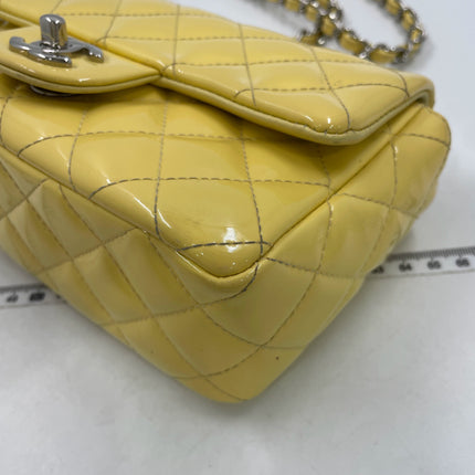 Chanel Classic Flap Rectangular Mini Yellow Patent Leather Silver HW, 2014-2015