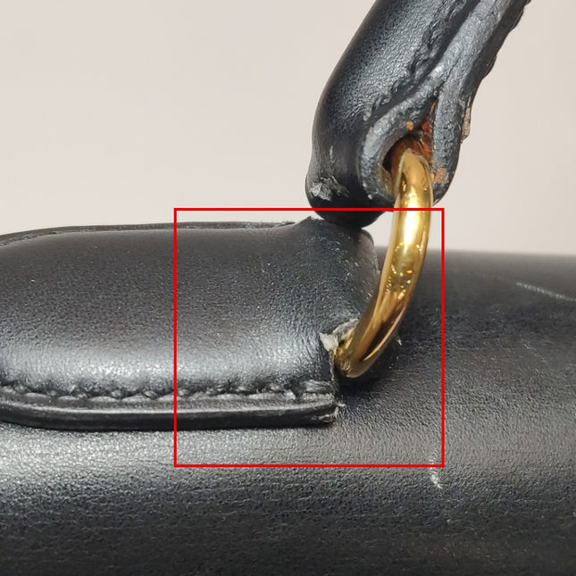 Hermès Kelly 32 Sellier Black Box Leather Gold Hardware with Strap