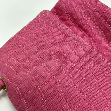 Chanel 2.55 Jumbo Double Flap Pink Fabric Crocodile Print Gold-tone Hardware