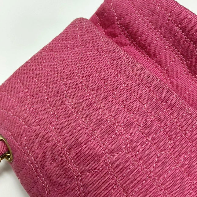 Chanel 2.55 Jumbo Double Flap Pink Fabric Crocodile Print Gold-tone Hardware