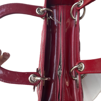 Sold Lady Dior Medium Bag Red Patent Leather SKU 0194