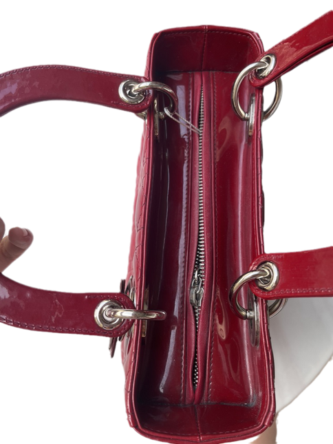 Sold Lady Dior Medium Bag Red Patent Leather SKU 0194