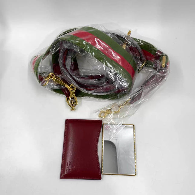 Gucci Bamboo 1947 Small Ancora Red Burgundy Calfskin Leather Top Handle Bag