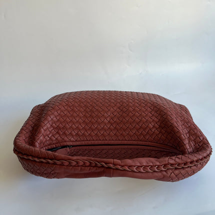 Bottega Veneta Veneta Hobo Medium Brick Red Intrecciato Leather Bag 47cm