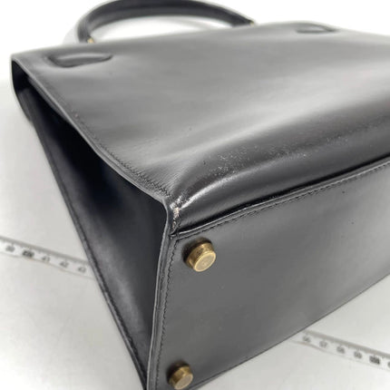 Hermes Kelly 32 Sellier Dark Chocolate Brown Box Leather Gold Hardware 1988