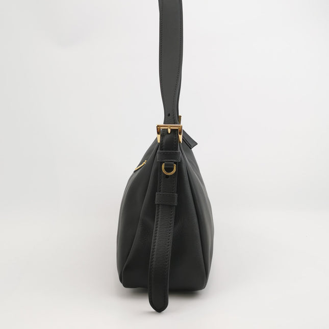 Prada Aimée Black Medium Calfskin Leather Shoulder Bag