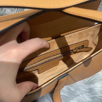 Dior Saddle 2021 Medium Tan Brown Grained Calfskin Leather Bag