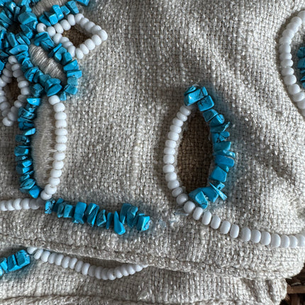 Fendi Mamma Baguette Needlepoint White Canvas and Blue and White Stones Embroidery