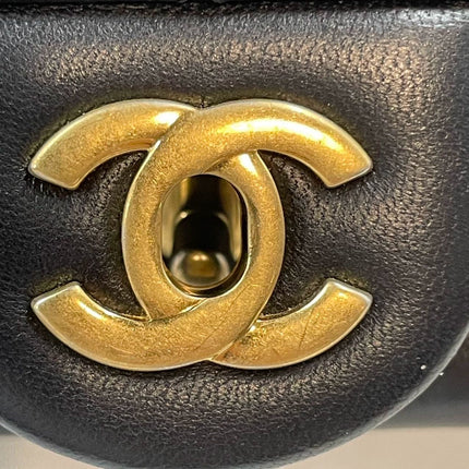 Chanel Romance Classic Flap Rectangular Mini Black Lambskin Leather Gold Hardware, 2021