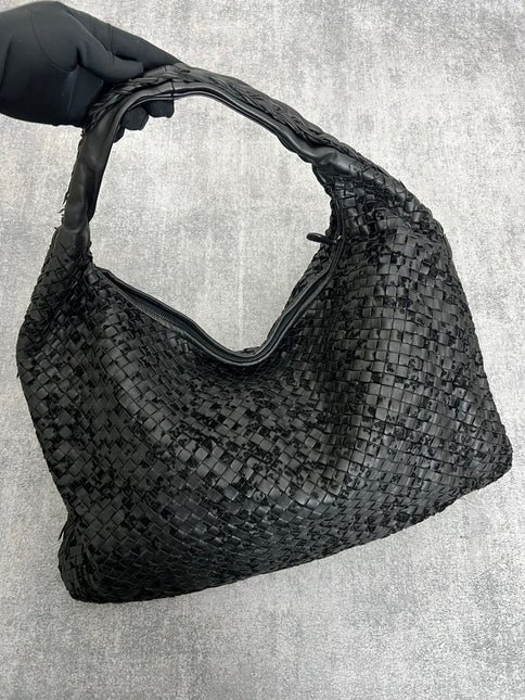 Bottega Veneta Veneta Hobo Maxi Black Leather and Velvet 52cm