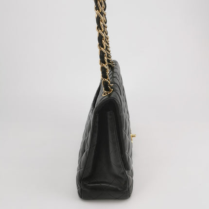 Chanel Classic Flap Jumbo Black Lambskin Leather Single Flap Gold Hardware 2009-2010