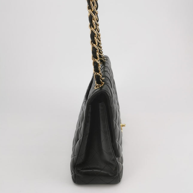 Chanel Classic Flap Jumbo Black Lambskin Leather Single Flap Gold Hardware 2009-2010
