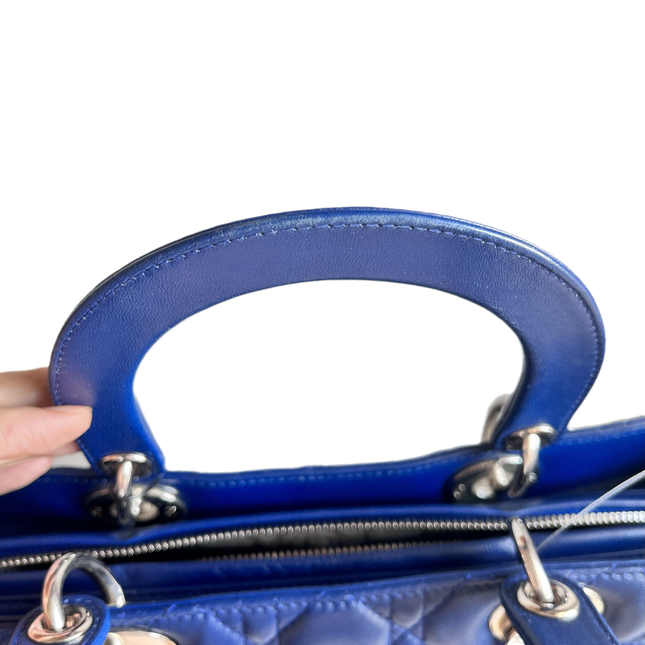Sold Lady Dior Large Bag Navy Lambskin Cannage Leather