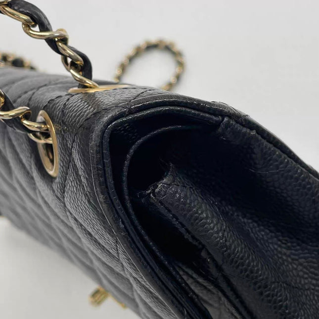 Chanel Classic Flap Medium Black Caviar Leather Gold Hardware, 2009-2010