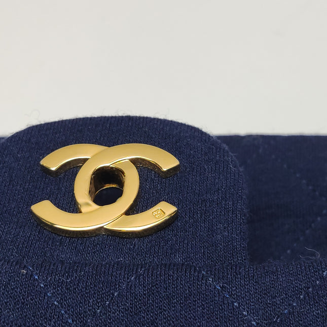 Chanel Classic Flap Small Vintage Navy Fabric 24k Gold Hardware Linked Chain Strap