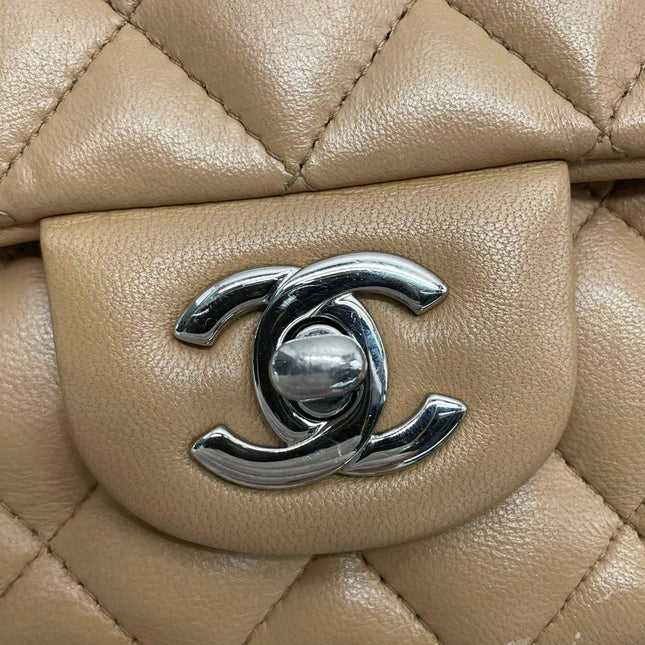 Chanel Classic Flap Rectangular Mini Beige Lambskin Silver Hardware