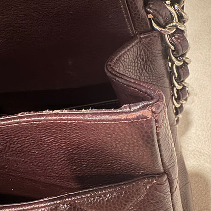 Chanel Classique Grand Modèle Noir Cuir Caviar Double Rabat Métal Argenté