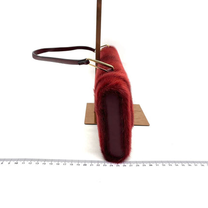 Loewe East West Burgundy Leather Fur Handbag Vintage