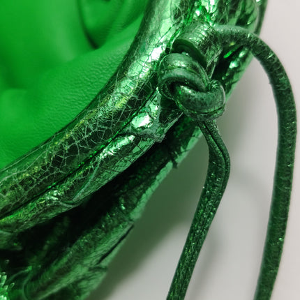 Bottega Veneta Pouch Mini Metallic Green Intrecciato Leather