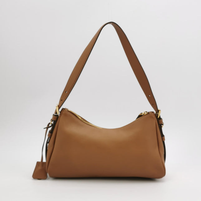 Prada Aimée Tan Brown Medium Calfskin Leather Shoulder Bag