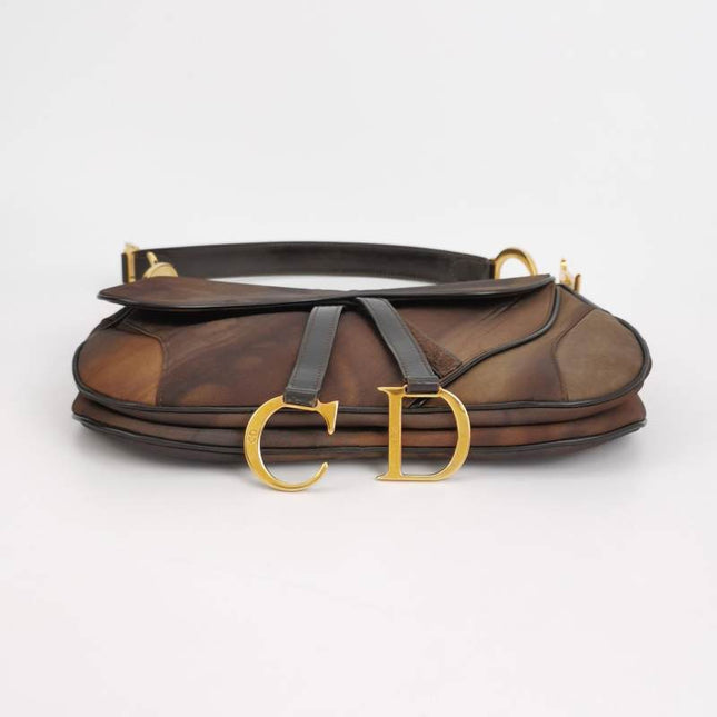 Dior Vintage Double Saddle Printed Nylon Shoulder Bag