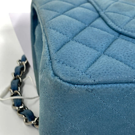 Chanel Timeless Classic Flap Medium Light Blue Caviar Leather Silver Hardware