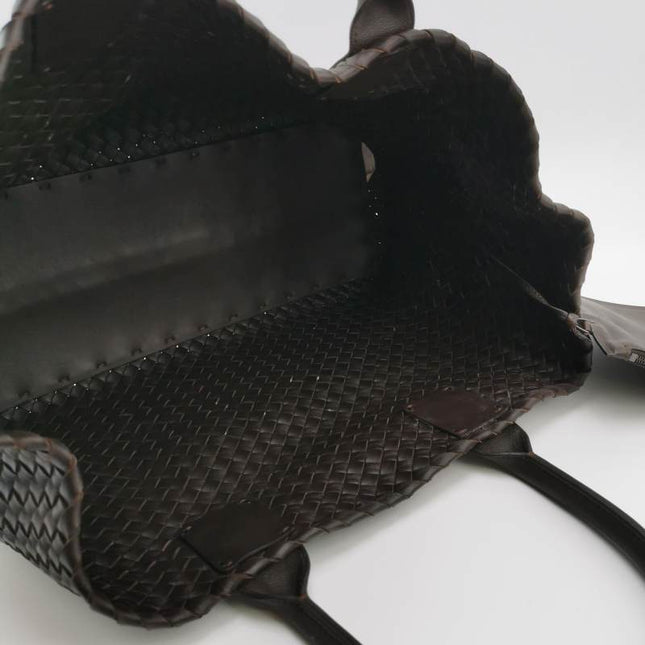 Sold Bottega Veneta Cabat Large Intreccio Leather Tote Bag Dark Chocolate Brown with Pouch