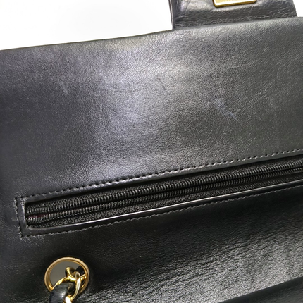 Chanel Timeless Classic Flap Medium Black Lambskin Leather Gold Hardware
