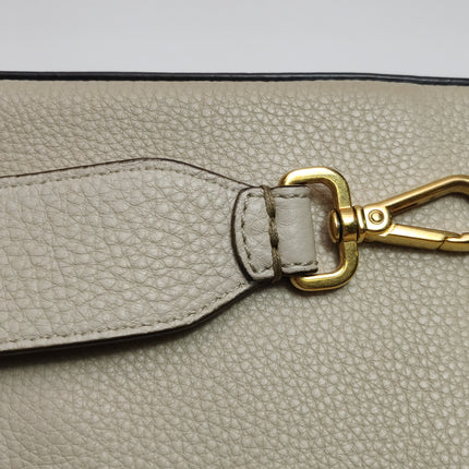 Fendi Baguette Selleria Medium White Grey Calfskin Leather Green Interior Crossbody Bag