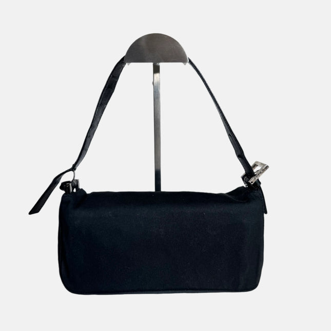 FENDI Baguette Vintage Black Cloth Silver Hardware