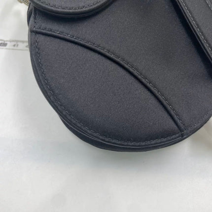 Dior Saddle Mini Silk Handbag Black with crystals