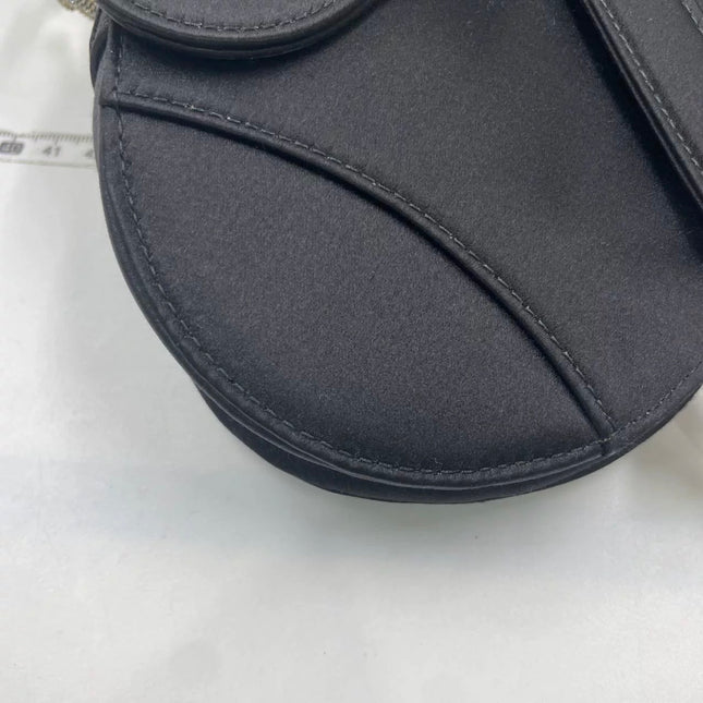 Dior Saddle Mini Silk Handbag Black with crystals