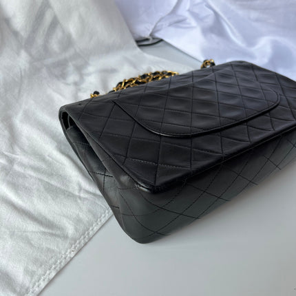 Chanel Classic Flap Vintage Medium Black Lambskin Leather with 24k Gold HW, 1996-1997
