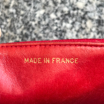 Chanel Mini Top Handle Bag Red Fabric Gold Hardware