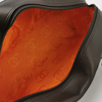 Chanel Cambon Medium Shoulder Bag Chocolate Brown Calfskin Leather Double Strap